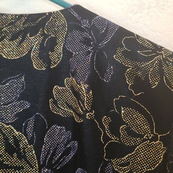 Norton McNaughton Jacket Womens Size 4P Black Velvet Floral Glitter Formal Party - Picture 9 of 12